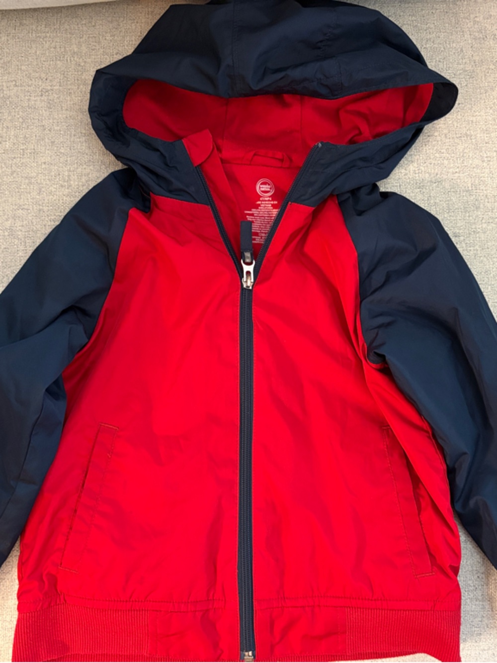 Kids Red & Navy Hooded Windbreaker Jacket size 4T